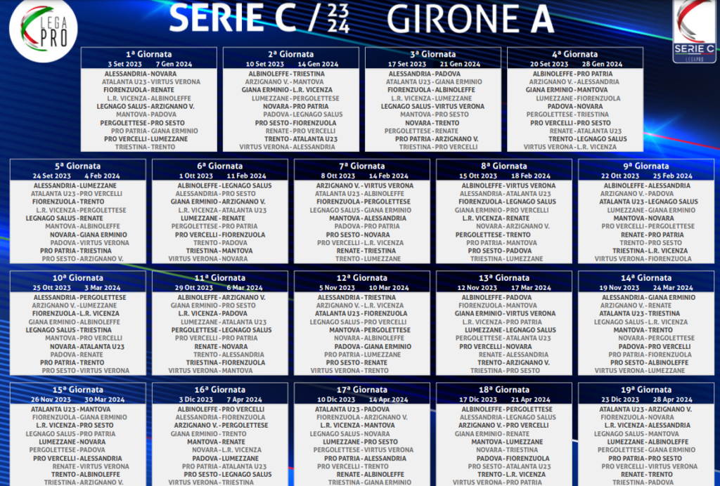 8 ottobre a Caravaggio, 14 febbraio a Zanica: i derby di C tra Atalanta U23 e AlbinoLeffe. I calendari