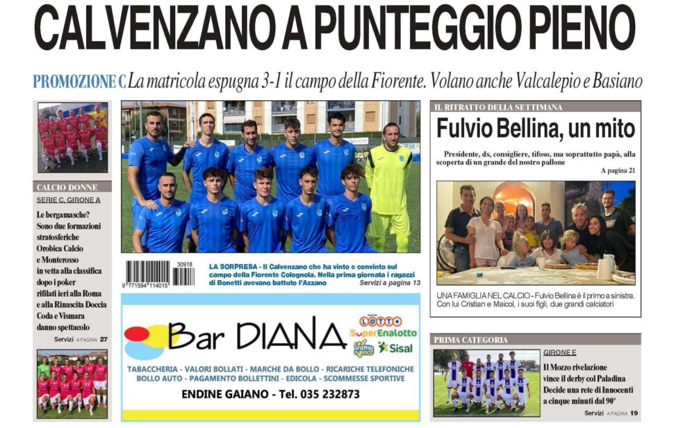 Bg & Sport in edicola: in evidenza Calvenzano, Mozzo, Orobica, Monterosso e il mitico Fulvio Bellina