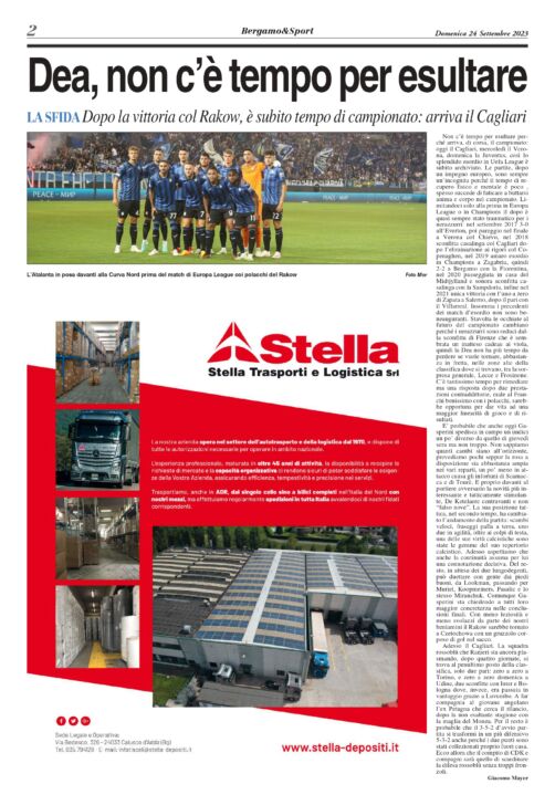 Atalanta-Cagliari l’occasione è ghiotta. Leggi qui o scarica gratuitamente il Bergamo&Sport Stadio