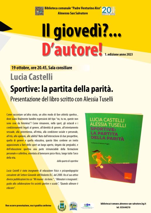 “Sportive: la partita delle parità” ad Almenno San Salvatore la presentazione del libro di Lucia Castelli e Alessia Tuselli