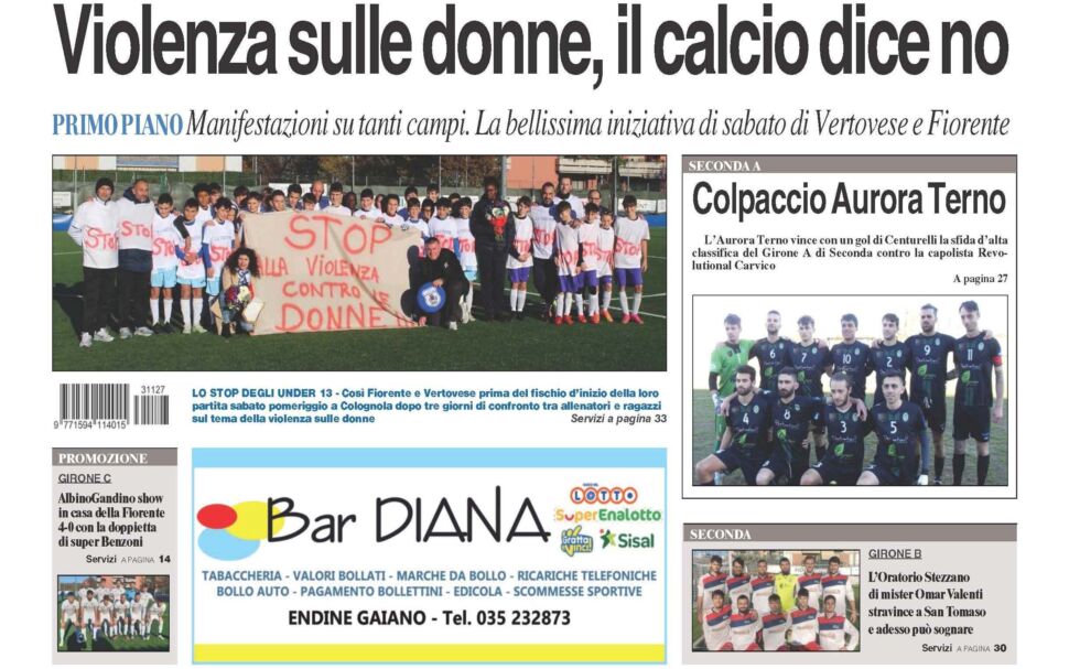 Bg & Sport in edicola: in evidenza la bella iniziativa di Vertovese e Fiorente Under 13 e le vittorie di AlbinoGandino, Aurora Terno e Oratorio Stezzano
