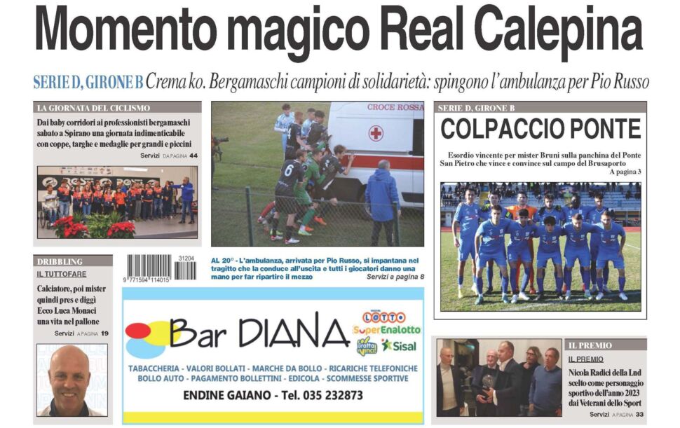 Bg & Sport in edicola: in evidenza la Real Calepina, il Ponte, Luca Monaci, i Veterani dello Sport e il ciclismo giovanile