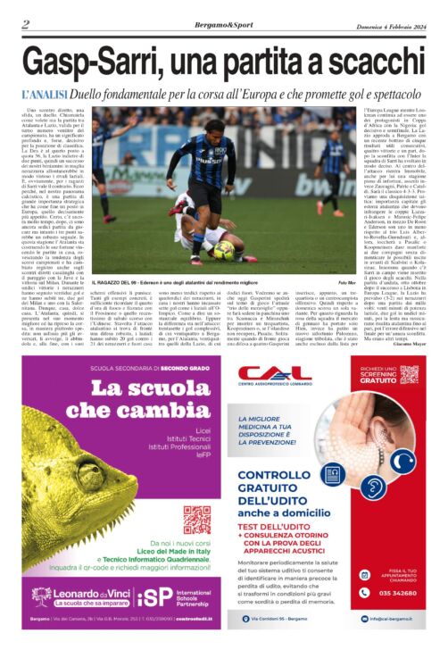 Leggi qui il Bergamo & Sport Stadio per ATALANTA-LAZIO