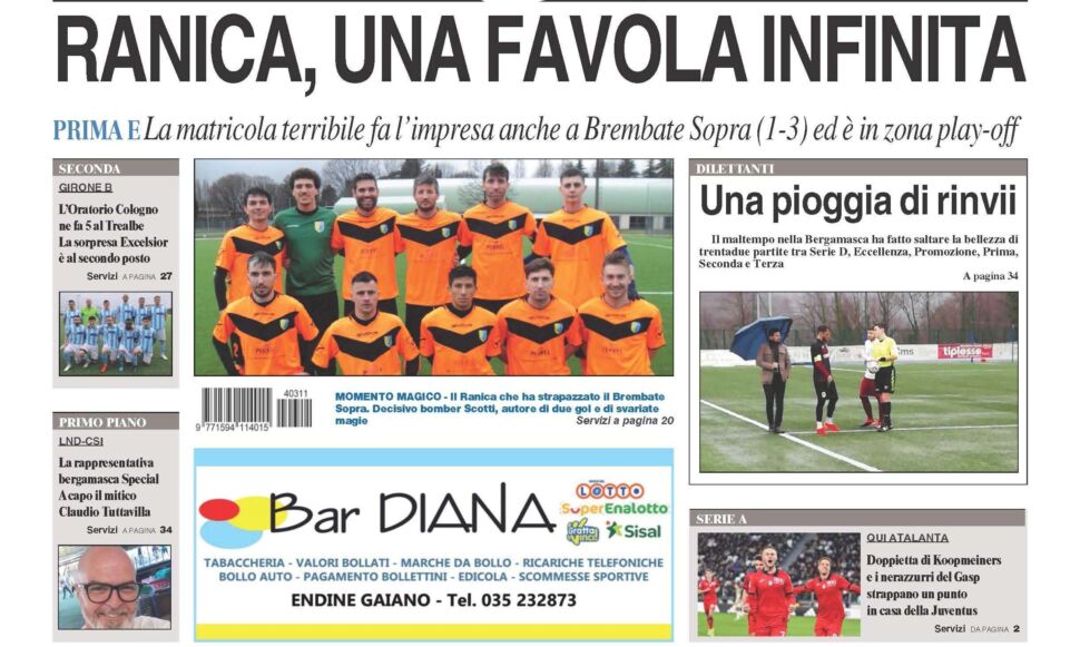 Bg & Sport in edicola: in evidenza il Ranica, l’Atalanta, l’Oratorio Cologno e la Rappresentativa bergamasca Special