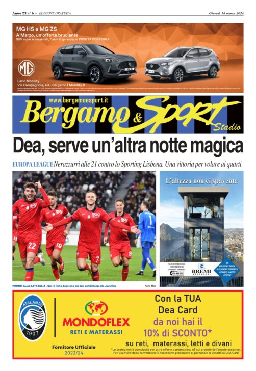 Atalanta-Sporting Lisbona leggi qui la copia gratuita del Bergamo & Sport stadio