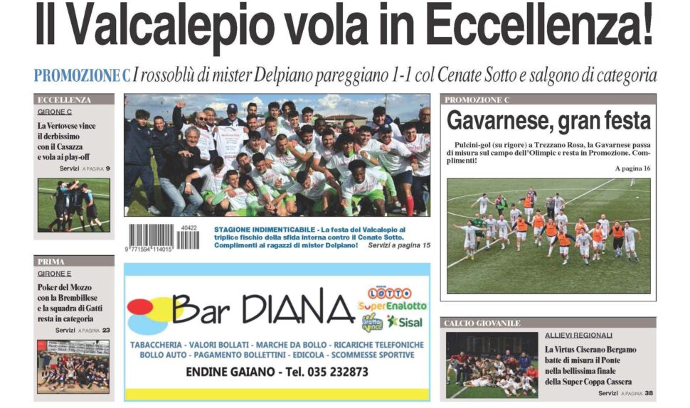 Bg & Sport è in edicola: Valcalepio, Vertovese, Gavarnese, Mozzo e allievi della Virtus Ciserano Bergamo in evidenza