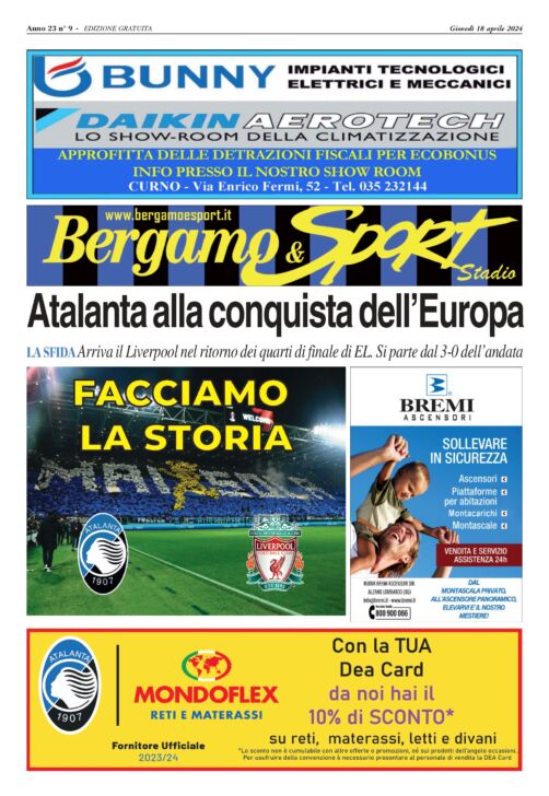 Atalanta-Liverpool facciamo la storia, leggi qui gratuitamente il Bergamo & Sport stadio