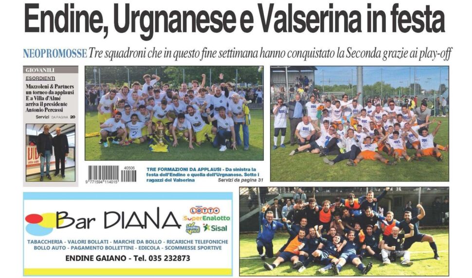 Bg & Sport in edicola: in evidenza Endine, Urgnanese, Valserina e il torneo Mazzoleni & Partners