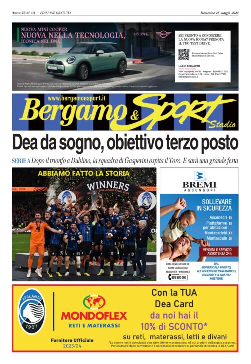 Atalanta-Torino leggi qui gratuitamente il Bergamo & Sport stadio