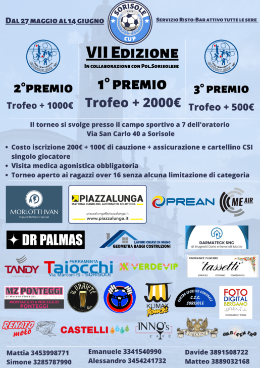 Sorisole Cup al via dal 27 maggio