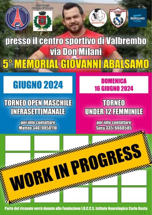 5° Memorial Abalsamo: Valbrembo onora il ricordo del nostro collega (mancano tre squadre)