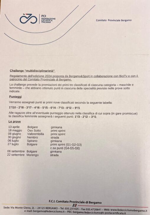 Challenge “multidisciplinarietà” 2024