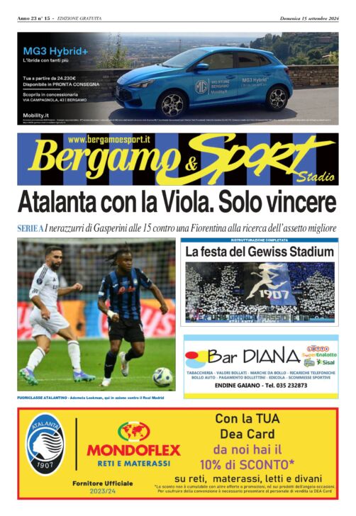 Atalanta -Fiorentina nel nuovo Gewiss Stadium, leggi qui gratuitamente la copia di Bergamo & Sport