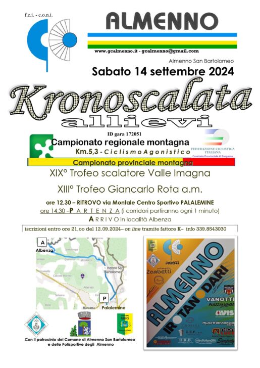 Kronoscalata Allievi sabato 14 ad Almenno