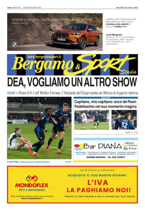 Atalanta-Monza leggi qui gratuitamente il Bergamo & Sport stadio