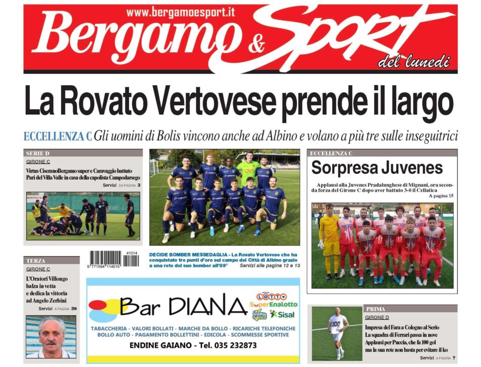 Bg & Sport in edicola: in evidenza Rovato Vertovese, Juvenes Pradalunghese, Virtus Ciserano Bergamo, Villa Valle, il Fara, bomber Puccia e l’Oratori Villongo