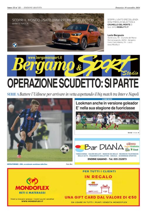 Atalanta-Udinese leggi qui gratis la copia del Bergamo & Sport stadio