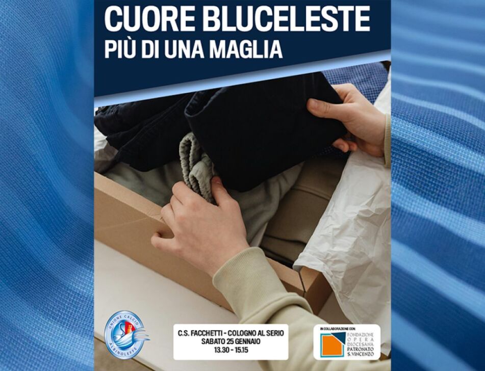 Cuore Bluceleste a Cologno sabato: la raccolta solidale di abiti
