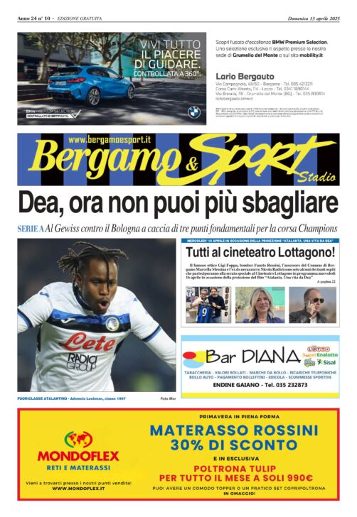 Atalanta-Bologna leggi qui gratis il Bergamo & Sport stadio