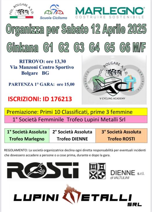 Giovanissimi sabato 12 a Bolgare per la Gimkana