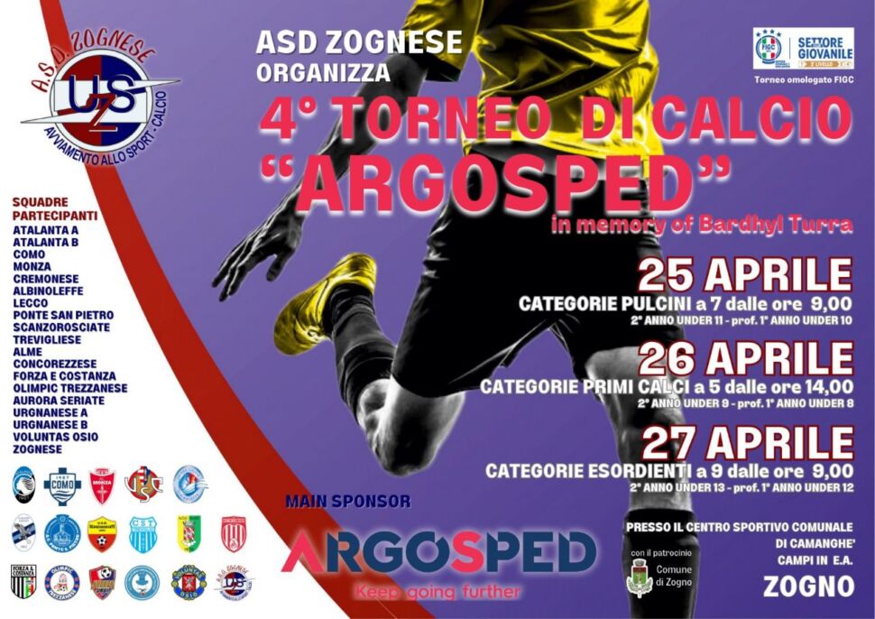 Tre giorni di grande calcio giovanile a Zogno, con la quarta edizione del Torneo Argosped