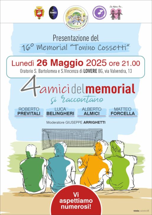 Al via il 16° Memorial “Tonino Cossetti”: una serata speciale il 26 maggio apre l’edizione 2025