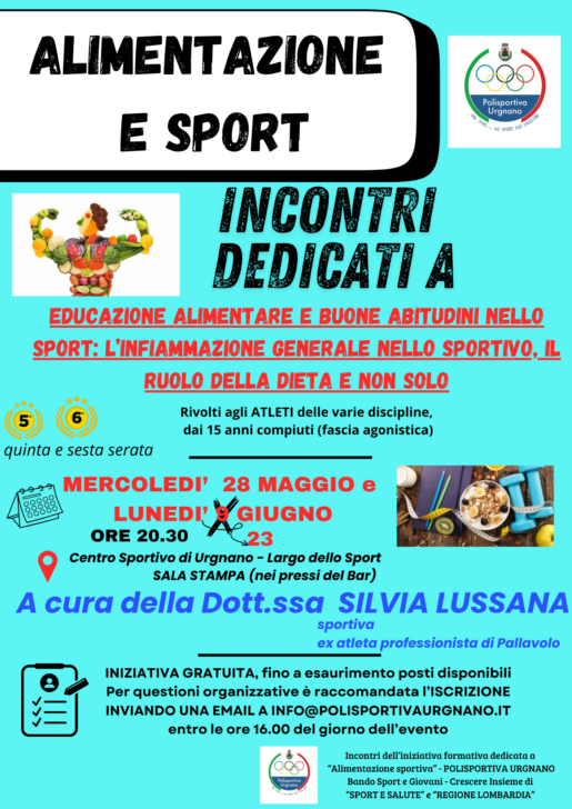 Sport e alimentazione: alla Polisportiva Urgnano un interessante incontro gratuito