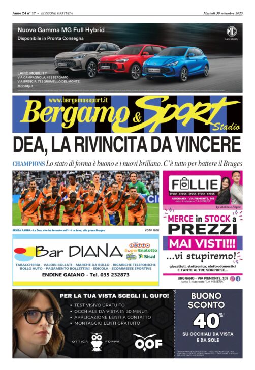 Atalanta-Bruges, leggi qui gratis la copia del Bergamo & Sport stadio