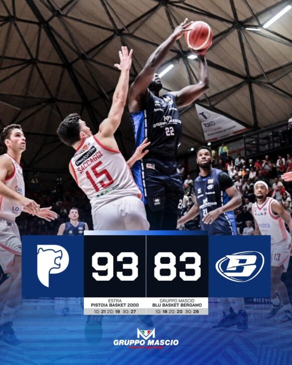 Blu Basket Bergamo sconfitta a Pistoia. Zanchi: “Bene per 35 minuti”