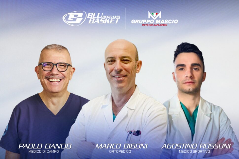 Lo staff medico della Blu Basket Bergamo: Bigoni, Ciancio e Rossoni