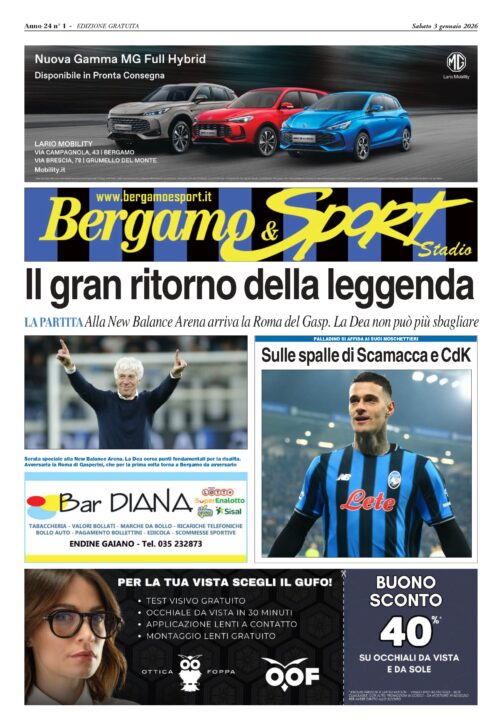 Alla New Balance Arena arriva la Roma del Gasp e l’Atalanta non può sbagliare. Leggi qui gratis il Bergamo & Sport stadio