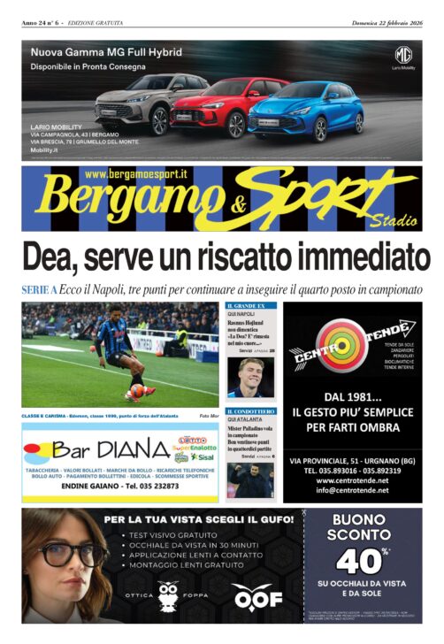 Atalanta-Napoli leggi qui gratis il Bergamo & Sport stadio