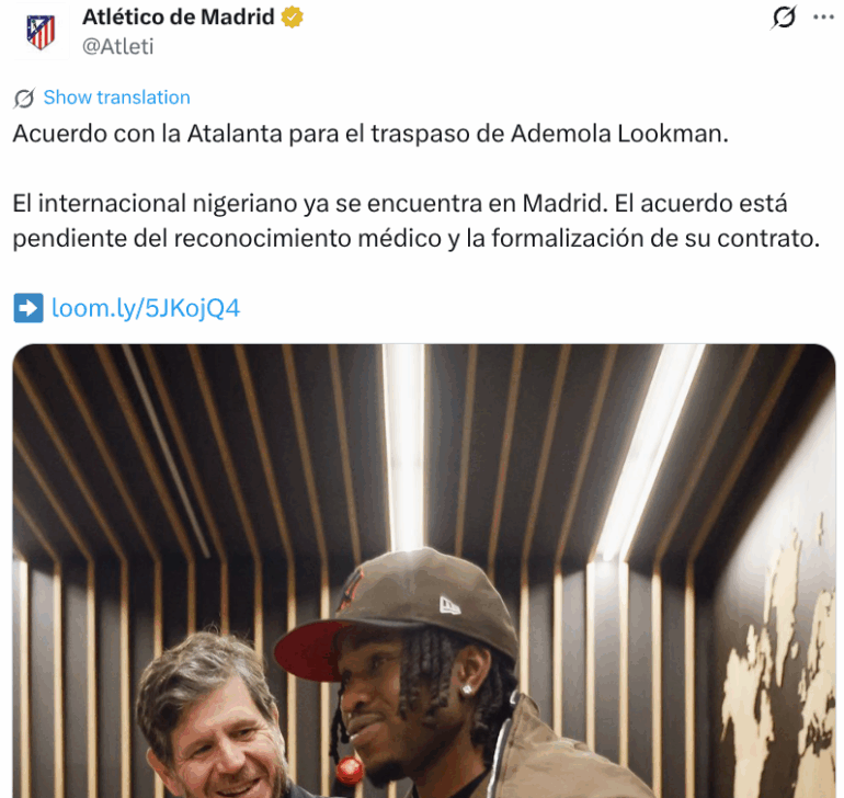 Lookman, cartolina da (ll’Atletico) Madrid: “Se passa le visite è nostro”