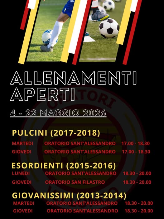 Oratori Villongo, a maggio allenamenti aperti, ecco come partecipare