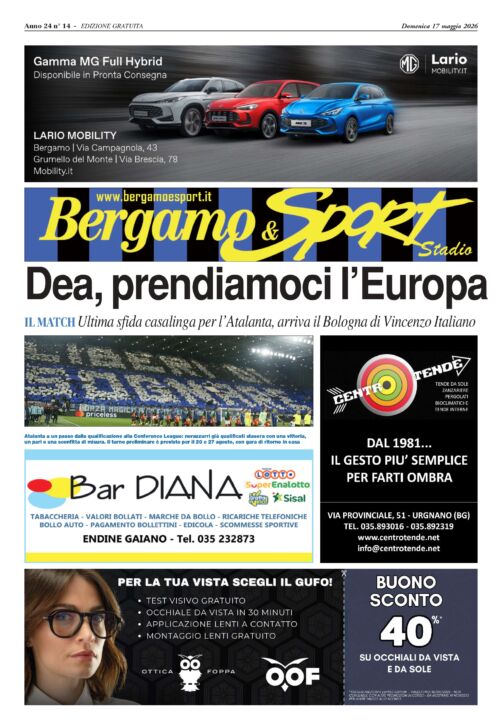 Leggi qui gratis il Bergamo & Sport stadio per Atalanta-Bologna