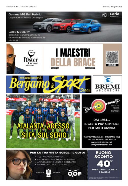 Bergamo & Sport stadio per Atalanta – Sassuolo leggi qui il giornale per la prima di campionato